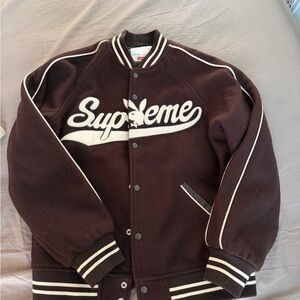 Supreme Playboy Wool Varsity Jacket Brown